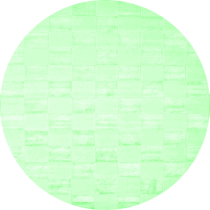 Round Machine Washable Solid Emerald Green Modern Area Rugs, wshcon1297emgrn