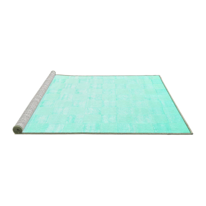 Sideview of Machine Washable Solid Turquoise Modern Area Rugs, wshcon1297turq