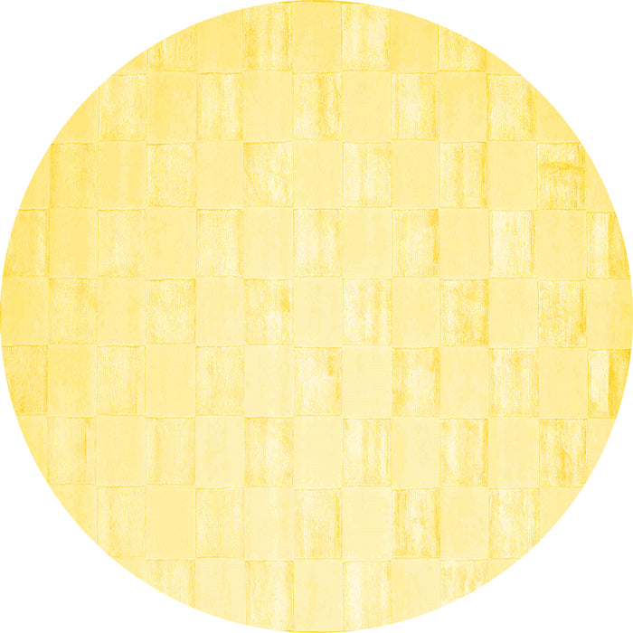 Round Machine Washable Solid Yellow Modern Rug, wshcon1297yw