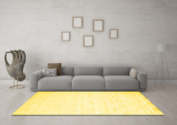 Machine Washable Solid Yellow Modern Rug in a Living Room, wshcon1297yw