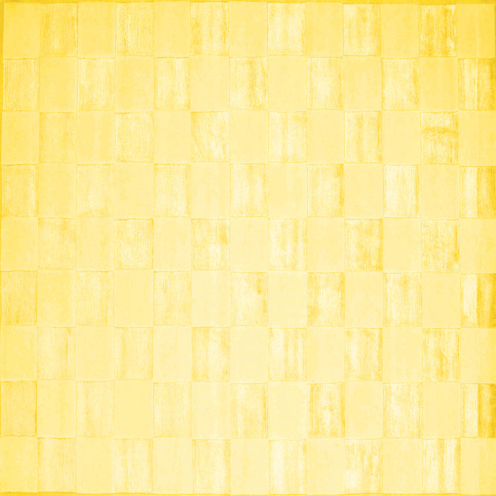 Square Machine Washable Solid Yellow Modern Rug, wshcon1297yw
