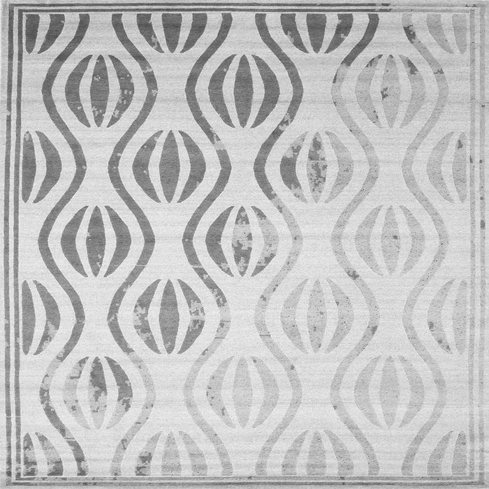 Round Machine Washable Solid Gray Modern Rug, wshcon1298gry