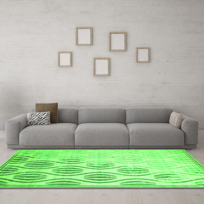 Machine Washable Solid Green Modern Area Rugs in a Living Room,, wshcon1298grn