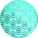 Round Machine Washable Solid Turquoise Modern Area Rugs, wshcon1298turq