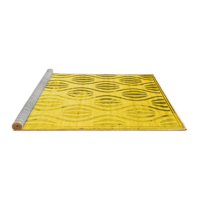 Sideview of Machine Washable Solid Yellow Modern Rug, wshcon1298yw