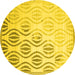 Round Machine Washable Solid Yellow Modern Rug, wshcon1298yw