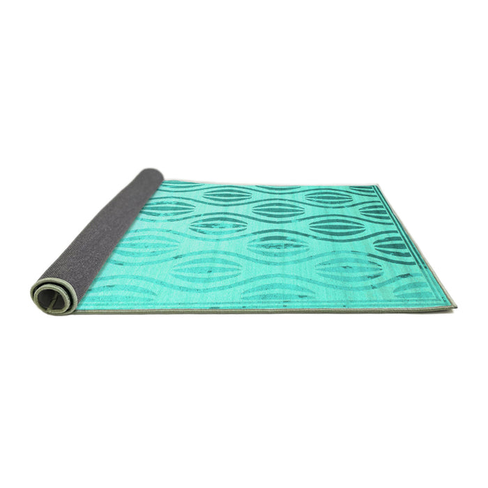Sideview of Solid Turquoise Modern Rug, con1298turq