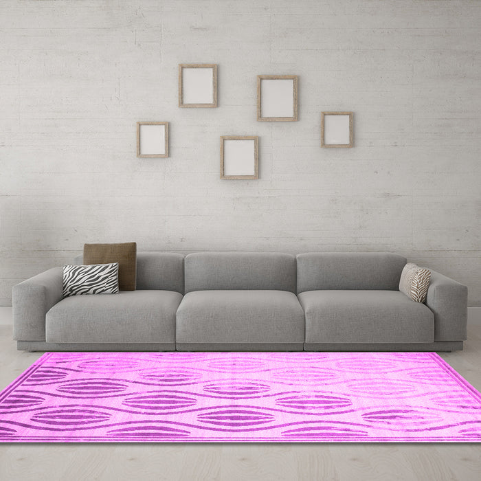 Machine Washable Solid Pink Modern Rug in a Living Room, wshcon1298pnk
