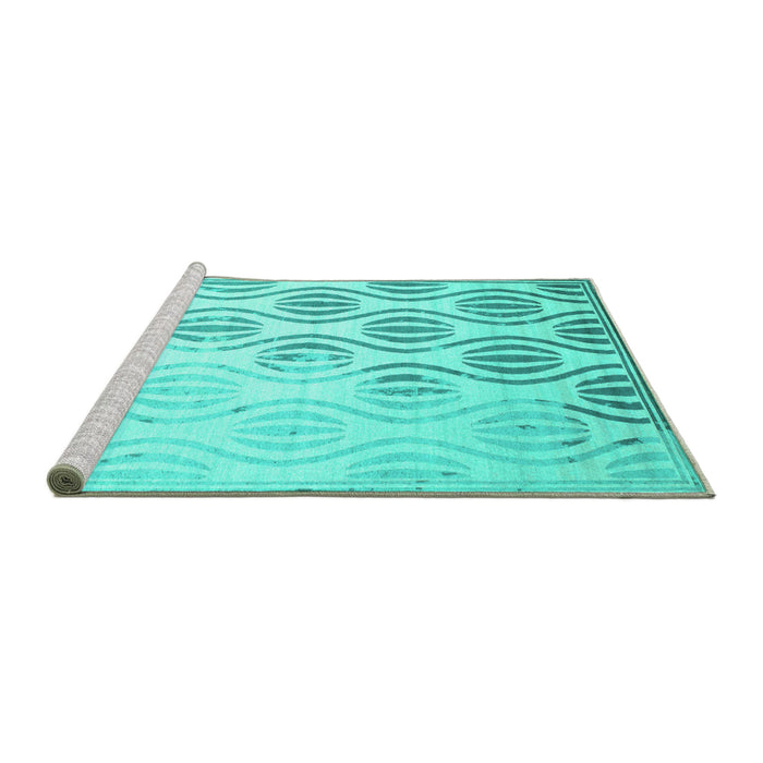 Sideview of Machine Washable Solid Turquoise Modern Area Rugs, wshcon1298turq