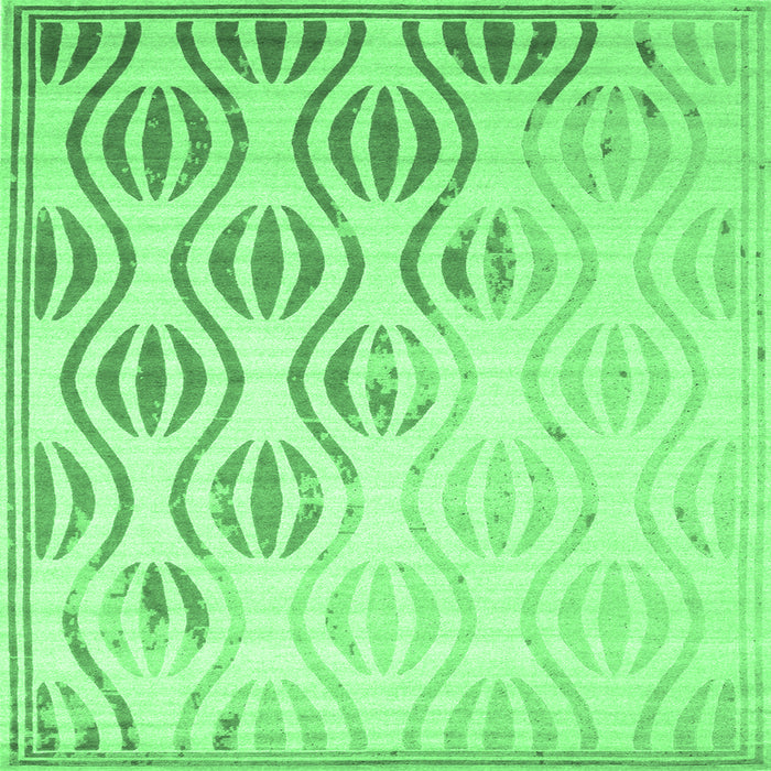 Square Machine Washable Solid Emerald Green Modern Area Rugs, wshcon1298emgrn