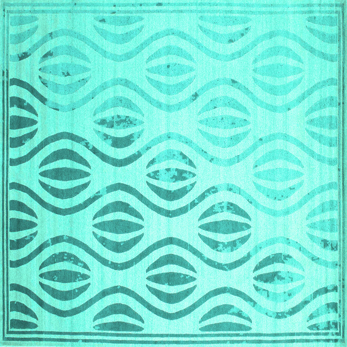 Square Machine Washable Solid Turquoise Modern Area Rugs, wshcon1298turq