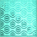 Square Machine Washable Solid Turquoise Modern Area Rugs, wshcon1298turq