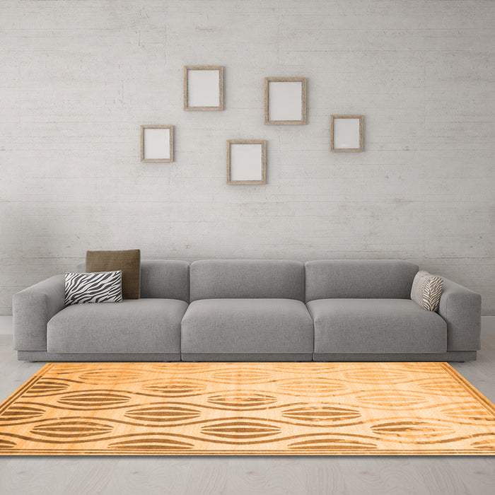 Machine Washable Solid Orange Modern Area Rugs in a Living Room, wshcon1298org