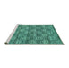 Sideview of Machine Washable Abstract Turquoise Contemporary Area Rugs, wshcon1299turq