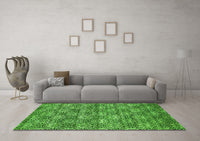 Machine Washable Abstract Green Contemporary Rug, wshcon1299grn