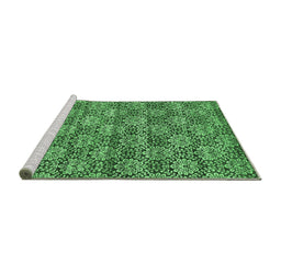 Sideview of Machine Washable Abstract Emerald Green Contemporary Area Rugs, wshcon1299emgrn