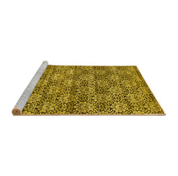 Sideview of Machine Washable Abstract Yellow Contemporary Rug, wshcon1299yw