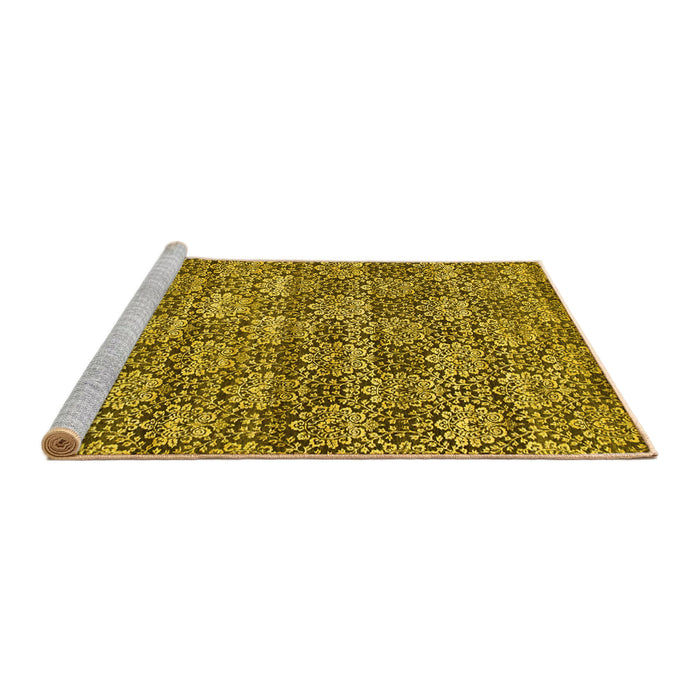 Sideview of Machine Washable Abstract Yellow Contemporary Rug, wshcon1299yw