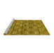 Sideview of Machine Washable Abstract Yellow Contemporary Rug, wshcon1299yw