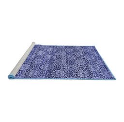 Sideview of Machine Washable Abstract Blue Contemporary Rug, wshcon1299blu