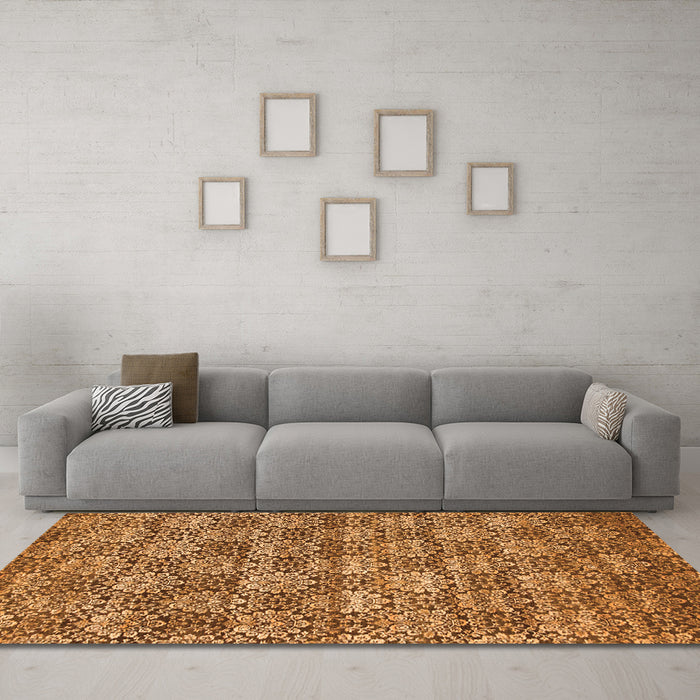 Machine Washable Abstract Orange Contemporary Area Rugs in a Living Room, wshcon1299org