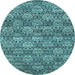 Round Machine Washable Abstract Light Blue Contemporary Rug, wshcon1299lblu