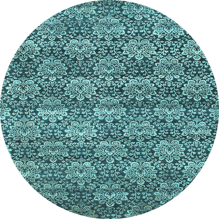Round Abstract Light Blue Contemporary Rug, con1299lblu