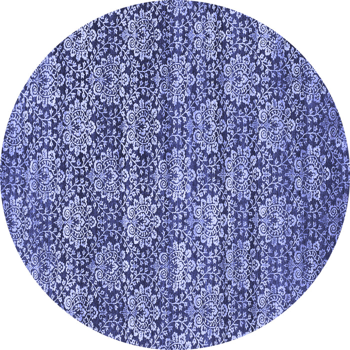Round Abstract Blue Contemporary Rug, con1299blu