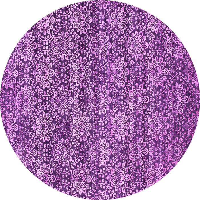 Round Machine Washable Abstract Purple Contemporary Area Rugs, wshcon1299pur