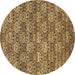 Round Machine Washable Abstract Brown Contemporary Rug, wshcon1299brn