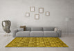 Machine Washable Abstract Yellow Contemporary Rug in a Living Room, wshcon1299yw