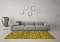 Machine Washable Abstract Yellow Contemporary Rug, wshcon1299yw