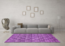 Machine Washable Abstract Purple Contemporary Area Rugs in a Living Room, wshcon1299pur