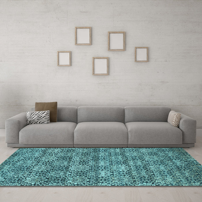Machine Washable Abstract Light Blue Contemporary Rug in a Living Room, wshcon1299lblu