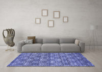 Machine Washable Abstract Blue Contemporary Rug, wshcon1299blu