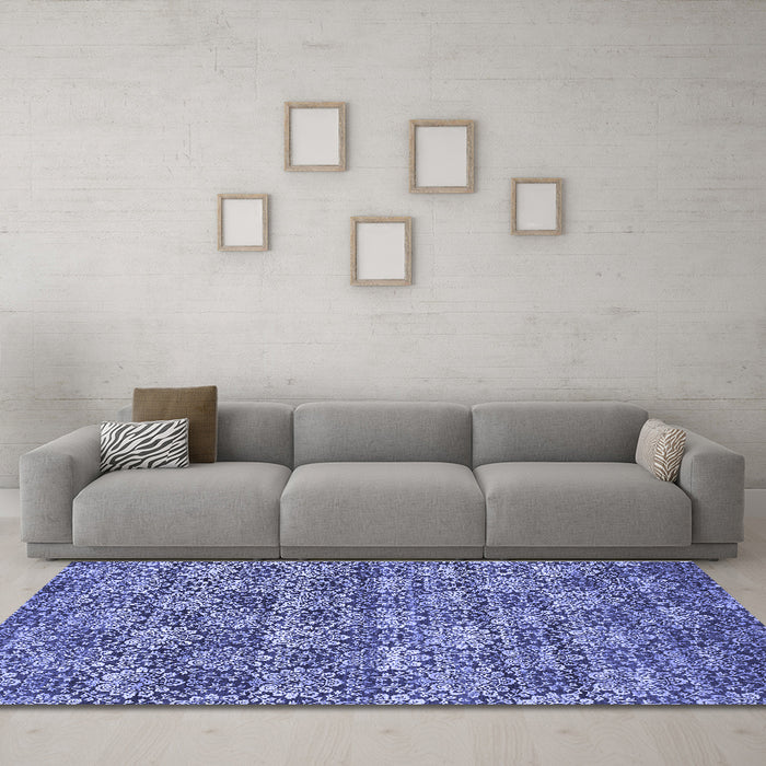 Machine Washable Abstract Blue Contemporary Rug in a Living Room, wshcon1299blu