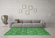 Machine Washable Abstract Emerald Green Contemporary Area Rugs in a Living Room,, wshcon1299emgrn