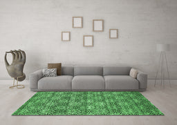 Machine Washable Abstract Emerald Green Contemporary Area Rugs in a Living Room,, wshcon1299emgrn