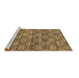 Sideview of Machine Washable Abstract Brown Contemporary Rug, wshcon1299brn