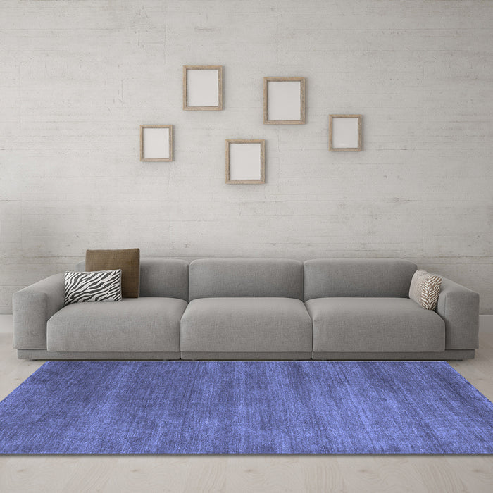 Machine Washable Abstract Blue Contemporary Rug in a Living Room, wshcon129blu