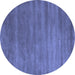 Round Abstract Blue Contemporary Rug, con129blu