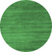 Round Abstract Emerald Green Contemporary Rug, con129emgrn