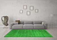 Machine Washable Abstract Green Contemporary Rug, wshcon129grn