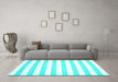 Machine Washable Solid Turquoise Modern Area Rugs in a Living Room,, wshcon12turq