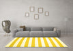 Machine Washable Solid Yellow Modern Rug in a Living Room, wshcon12yw