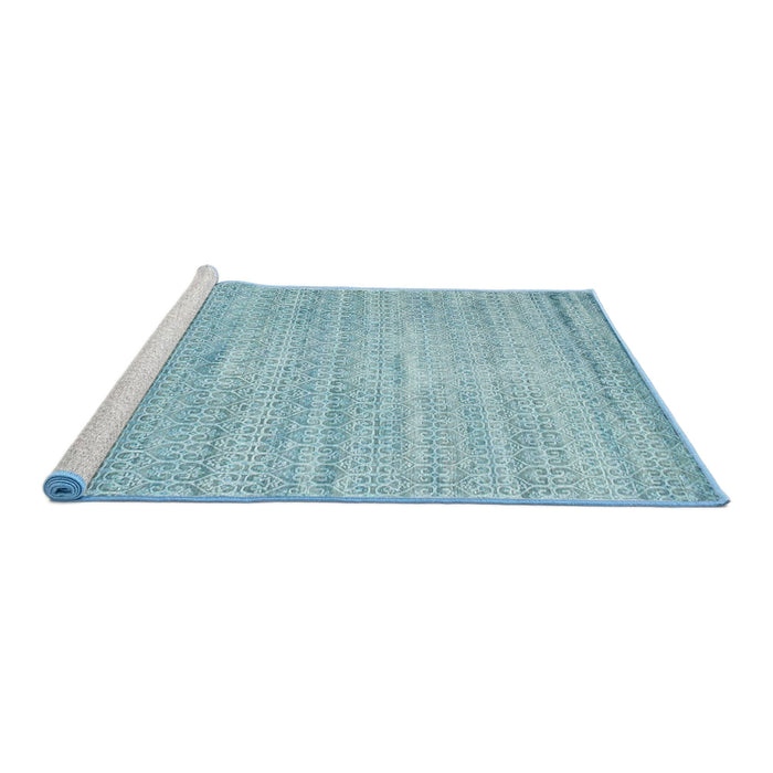 Serging Thickness of Machine Washable Contemporary Macaw Blue Green Rug, wshcon1300