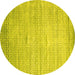 Round Abstract Yellow Contemporary Rug, con1300yw