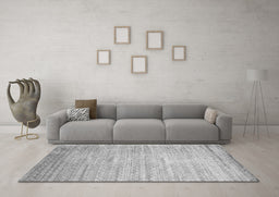 Machine Washable Abstract Gray Contemporary Rug in a Living Room,, wshcon1300gry