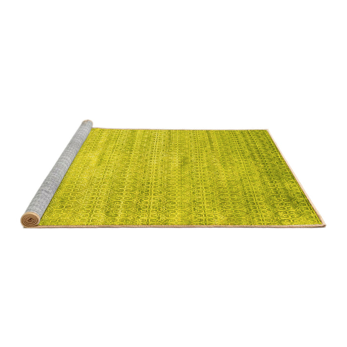 Sideview of Machine Washable Abstract Yellow Contemporary Rug, wshcon1300yw