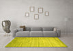 Machine Washable Abstract Yellow Contemporary Rug in a Living Room, wshcon1300yw